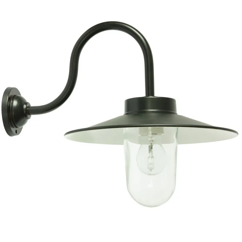 Kracherpreis Klassische Schirm-Außenwandleuchte aus Aluminium mit Bogenarm 38 S